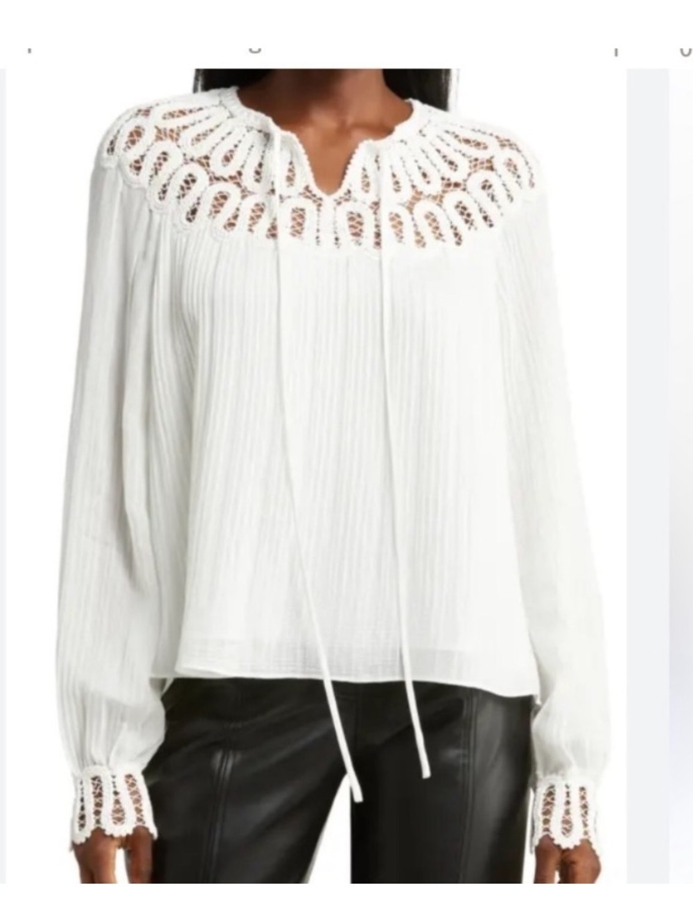 Simkhai Jonathan long-sleeve blouse white crocheted size S